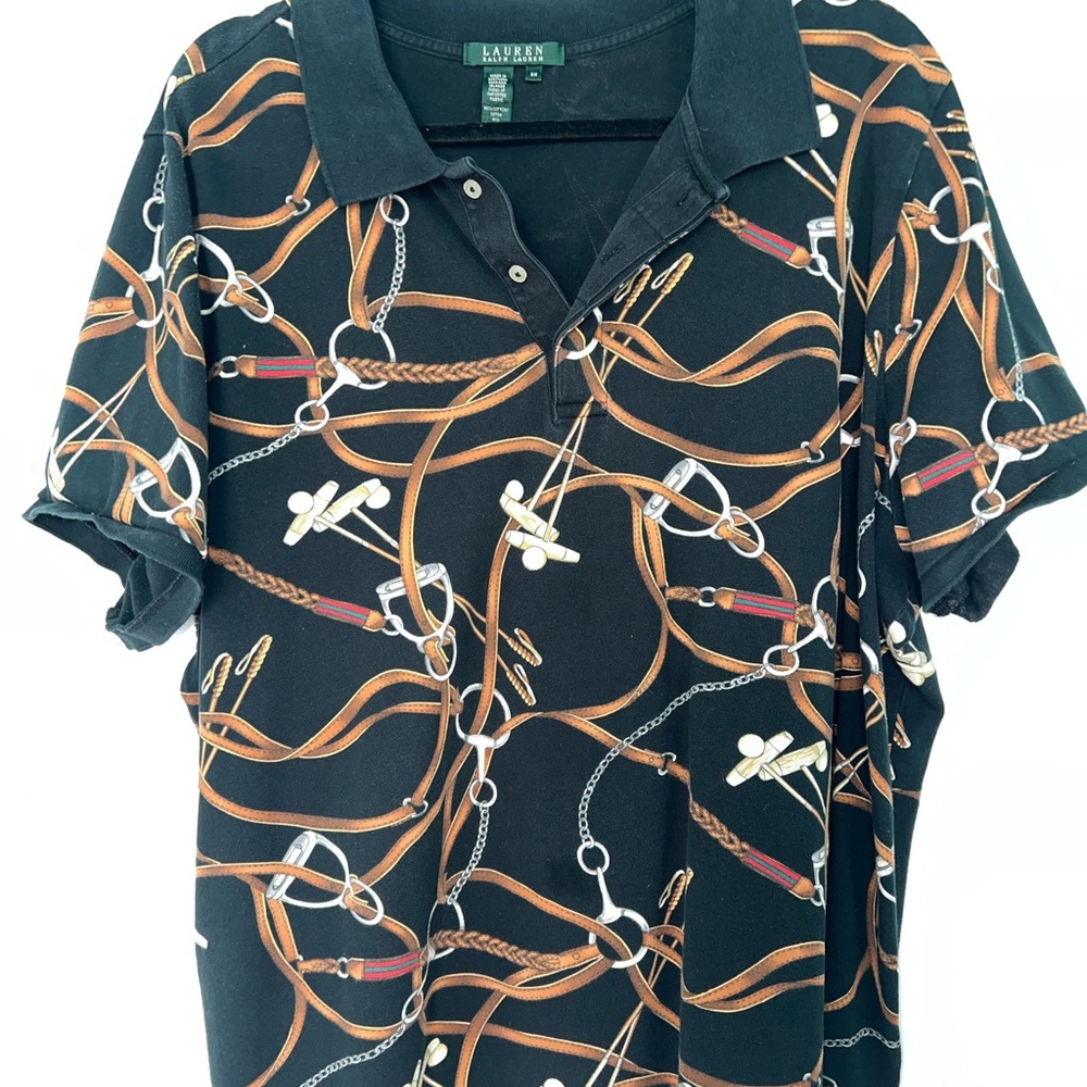 Ralph Lauren Vintage Black Equestrian Print Men's Shirt